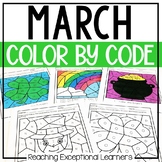 March Color by Code for Special Education