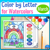 March Color by Letter and Initial Sound for Watercolor Painting