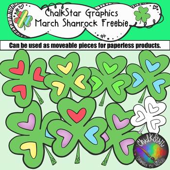 Preview of March Colorful Shamrocks {FREE} Clip Art- Chalkstar Graphics