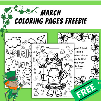 Preview of March Coloring Pages Freebie - St. Patrick's Day Fun!