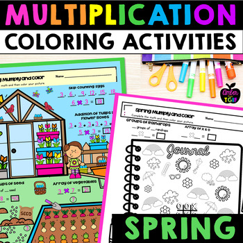 Preview of Spring Break Coloring Pages Multiplication Math Sheet Fun Morning Work 3rd Grade