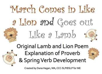 March Comes in Like a Lion...- Original Poem, Language & Verb Development