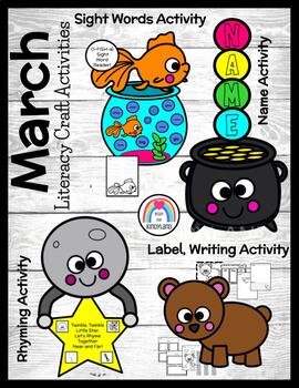 Preview of March Crafts, Literacy Activities: Saint Patrick's, Pets, Outer Space, Spring
