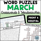 March Crossword Puzzles & Word Search - Middle & High Scho