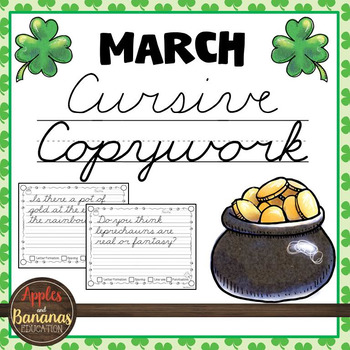 Preview of March Cursive Copywork - Cursive Handwriting Practice