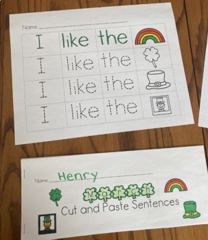 Preview of St. Patty's Cut and Paste Sentences/Booklet (8 optional versions)