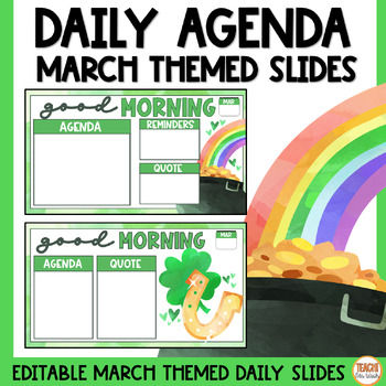 Preview of March Daily Agenda Slides | Google Slides™ Templates | March Slides