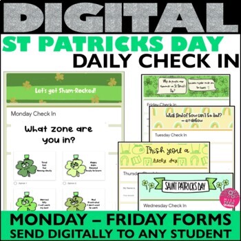 Preview of March Daily Check In Social Emotional Check in St Patricks Day SEL Google Form