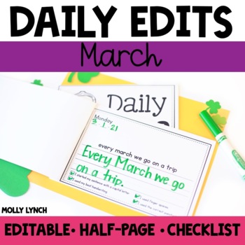 Preview of March Everyday Edits | March Daily Sentences Edits 1st Grade Punctuation Writing