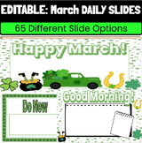 March Daily Slides Editable: St. Patrick's Day Slides: Mor