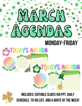 Preview of March Daily and Weekly Agenda Slides