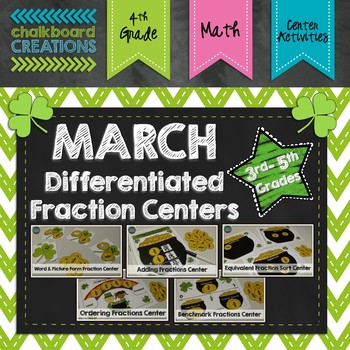 Preview of March Differentiated Fraction Math Centers (St. Patrick's Day)