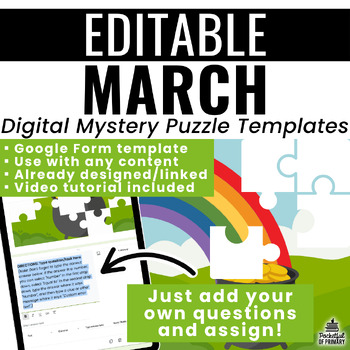 Preview of March Digital Mystery Puzzle Templates | EDITABLE