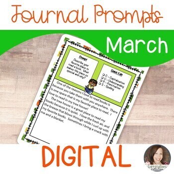 Preview of March Digital Writing Prompts for Google Classroom™ | Creative Writing Prompts