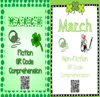Preview of March- Dr. Seuss & St. Patrick's - QR Code Comprehension BUNDLE (Fiction&Non)