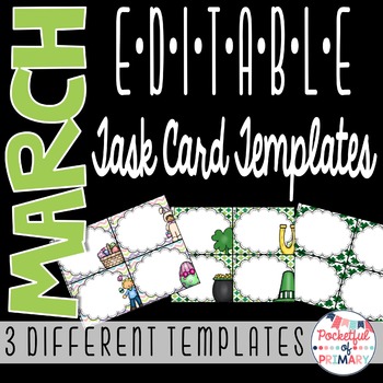 Preview of March EDITABLE Task Card TEMPLATES