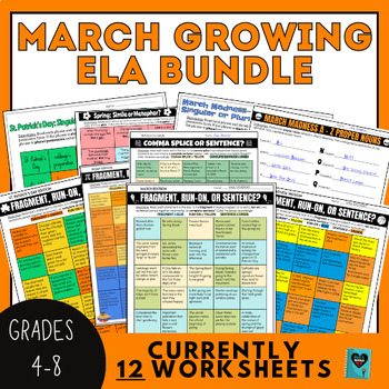 Preview of March Madness ELA Grammar Figurative Language Plural Possessives Bundle 6th 7th