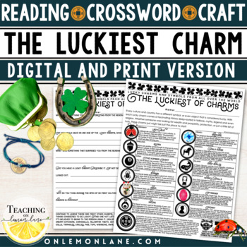 Preview of March ELA St Saint Patrick's Day Craft Lucky Charms Reading Passages Activities