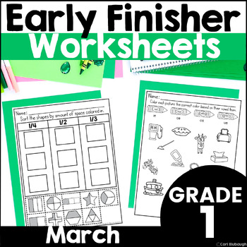 Preview of March Early Finishers Spring Phonics and Math Activities Packet for 1st Grade