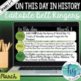 March: Editable Bell Ringers and Bell Work for Social Stud