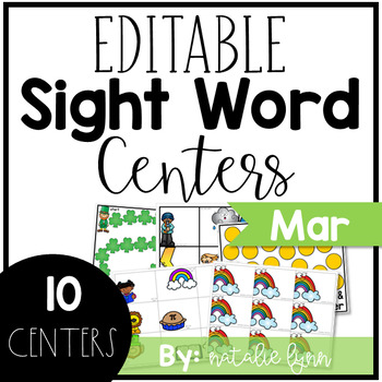 Preview of March Editable Sight Word Games and Centers