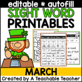 March Editable Sight Word Printables