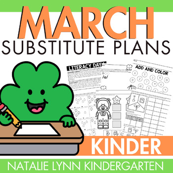 Preview of March Emergency Sub Plans for Kindergarten Substitute Plans