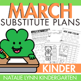 March Emergency Sub Plans for Kindergarten Substitute Plans