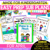 April Emergency Sub Plans for Kindergarten | Spring