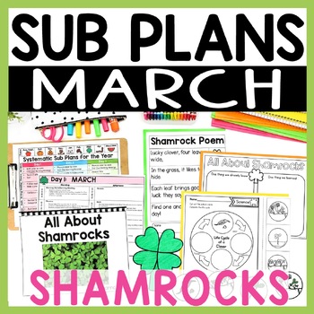 Preview of March Emergency Sub Plans for Kindergarten or First Grade - Shamrock Themed