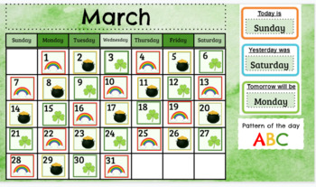 Preview of March English Google Slide Calendar