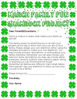 Preview of March Family Fun Shamrock Project
