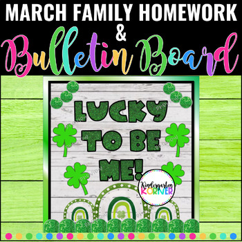 Preview of March Family Homework St. Patrick's Day Bulletin Board & Class Book | K,1