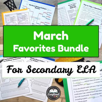 Preview of March Favorites Resource Bundle - Trap a Leprechaun Writing - Reading Bingo