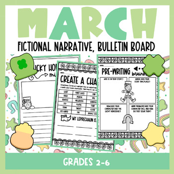 Preview of March Fictional Narrative Writing | St. Patrick's Day Writing | Bulletin Board