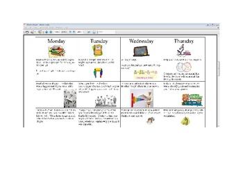 Preview of March Fifth Grade Homework Calendar + Graphic Organizers (editable)