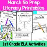 March First Grade No Prep Literacy Worksheet Packet + TpT 