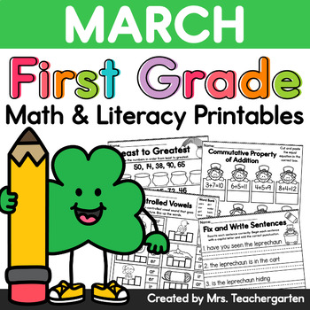 Preview of March First Grade - Math and Literacy Printables