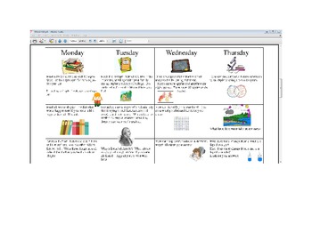 Preview of March Fourth Grade Homework Calendar + Graphic Organizers (Editable)