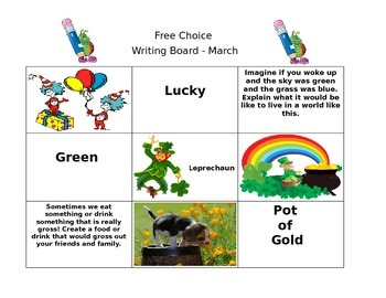 Preview of March Free Choice Writing Board