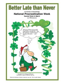 Preview of March Freebie:  Better Late than Never:  Procrastination Week