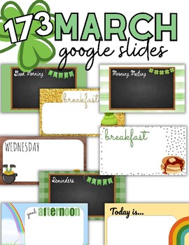 Preview of March Google Slides Templates + Blanks to Customize, St. Patricks Day