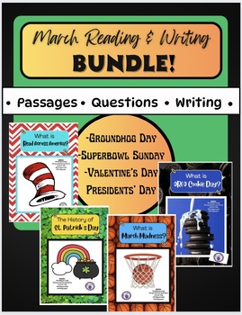 Preview of March Holidays Reading and Writing BUNDLE-(TWO FREE)