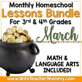 March Homeschool Lessons 3rd and 4th Grade Math & Language