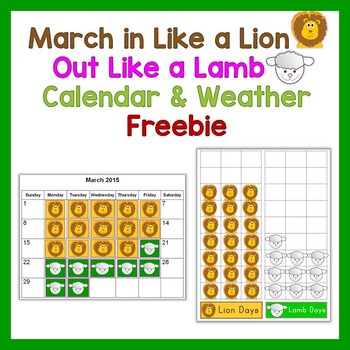Preview of March In Like a Lion Out Like a Lamb Calendar & Weather Activity Print & Digital