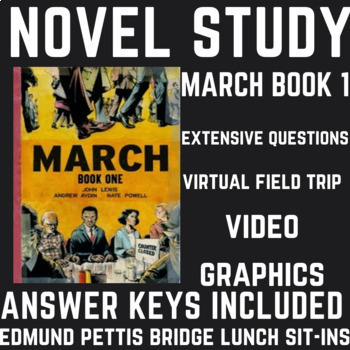 Preview of March Book 1 John Lewis Novel Study Curriculum Lessons - Answer Keys - Editable
