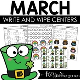 March Kindergarten Centers Write and Wipe Activities & Sen