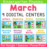 March Kindergarten DIGITAL Phonics Centers | Google Slides