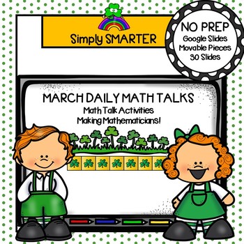 Preview of March Kindergarten Digital Daily Math Talks For GOOGLE SLIDES
