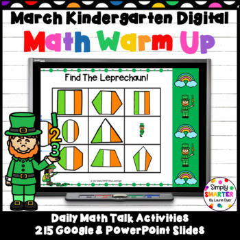 Preview of March Kindergarten Digital Math Warm Up For GOOGLE SLIDES